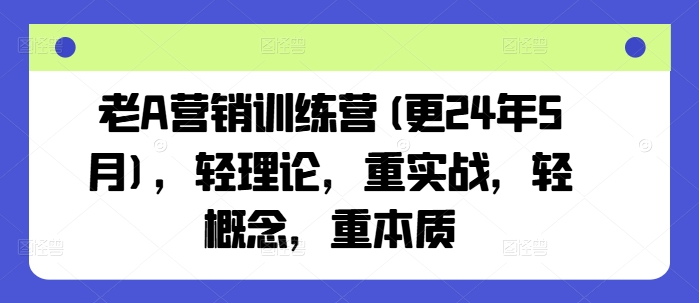 老A营销训练营(更24年12月),轻理论,重实战,轻概念,重本质-搞机圈