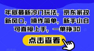 年底最新冷门玩法，京东家政新风口，操作简单，新手小白可直接上手，一单挣30【揭秘】-搞机圈