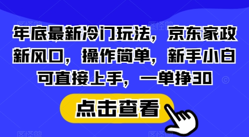 年底最新冷门玩法，京东家政新风口，操作简单，新手小白可直接上手，一单挣30【揭秘】-搞机圈