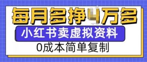 小红书虚拟资料项目,0成本简单复制,每个月多挣1W【揭秘】-搞机圈