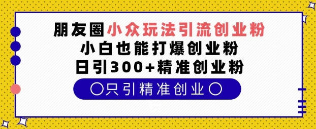 朋友圈小众玩法引流创业粉,小白也能打爆创业粉,日引300+精准创业粉【揭秘】-搞机圈
