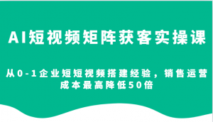AI短视频矩阵获客实操课，从0-1企业短短视频搭建经验，销售运营成本最高降低50倍-搞机圈
