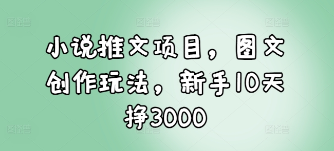 小说推文项目，图文创作玩法，新手10天挣3000-搞机圈