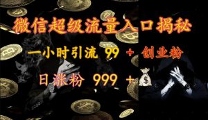 微信超级流量入口揭秘：一小时引流 99 + 创业粉，日涨粉 999 +-搞机圈