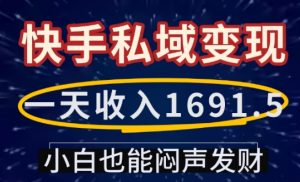 一天收入1691.5，快手私域变现，小白也能闷声发财-搞机圈