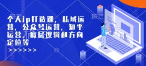 个人ip打造课，私域运营，公众号运营，知乎运营，底层逻辑和方向定位等-搞机圈