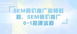 SEM竞价推广视频教程,SEM竞价推广0-1搭建流程-搞机圈