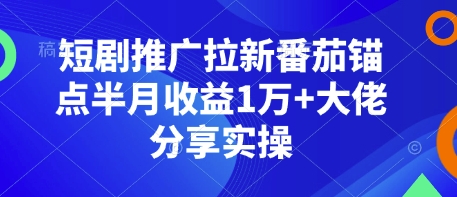 短剧推广拉新番茄锚点半月收益1万+大佬分享实操-搞机圈