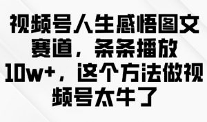 视频号人生感悟图文赛道，条条播放10w+，这个方法做视频号太牛了-搞机圈