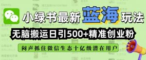 小绿书无脑搬运引流，全自动日引500精准创业粉，微信生态内又一个闷声发财的机会-搞机圈