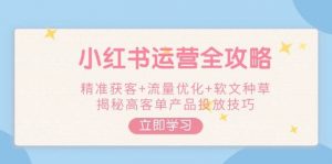 小红书运营全攻略，精准获客+流量优化+软文种草，揭秘高客单产品投放技巧-搞机圈