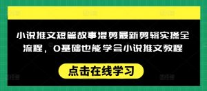 小说推文短篇故事混剪最新剪辑实操全流程，0基础也能学会小说推文教程，肯干多发日入多张-搞机圈