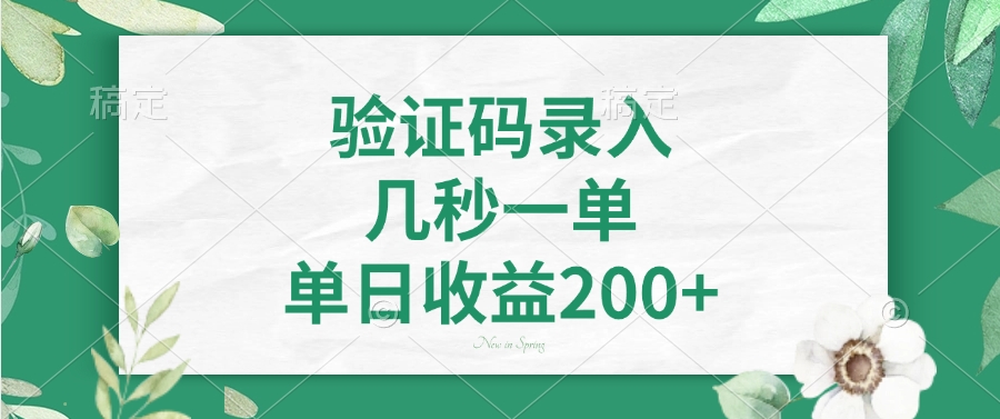 验证码录入，几秒一单，单日收益200+-搞机圈