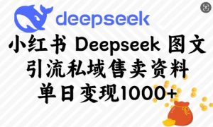 小红书Deepseek图文引流私域售卖资料，单日变现多张-搞机圈