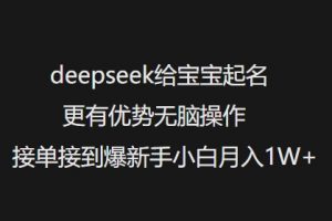 deepseek给宝宝起名更有优势无脑操作接单接到爆新手小白月入1W+-搞机圈