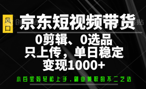 京东短视频带货，0剪辑，0选品，只上传，单日稳定变现1000+-搞机圈