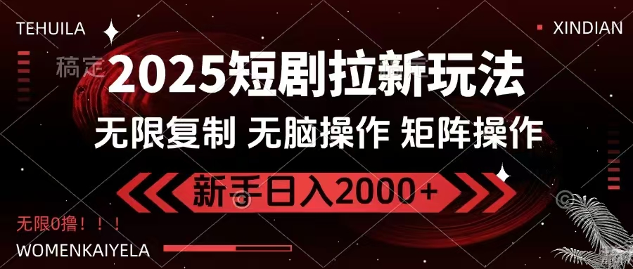 2025短剧拉新玩法，无需注册登录，无限0撸，无脑批量操作日入2000+-搞机圈