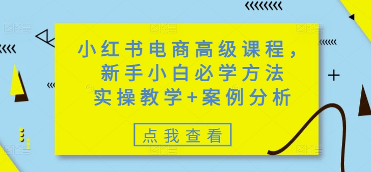 小红书电商高级课程，新手小白必学方法，实操教学+案例分析-搞机圈