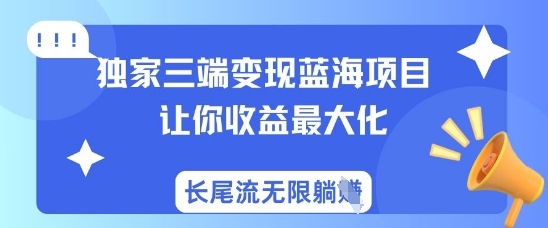 独家三端变现蓝海项目，让你收益最大化，长尾流无限躺挣-搞机圈