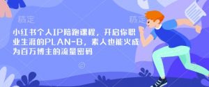 小红书个人IP陪跑课程，开启你职业生涯的PLAN-B，素人也能火成为百万博主的流量密码-搞机圈