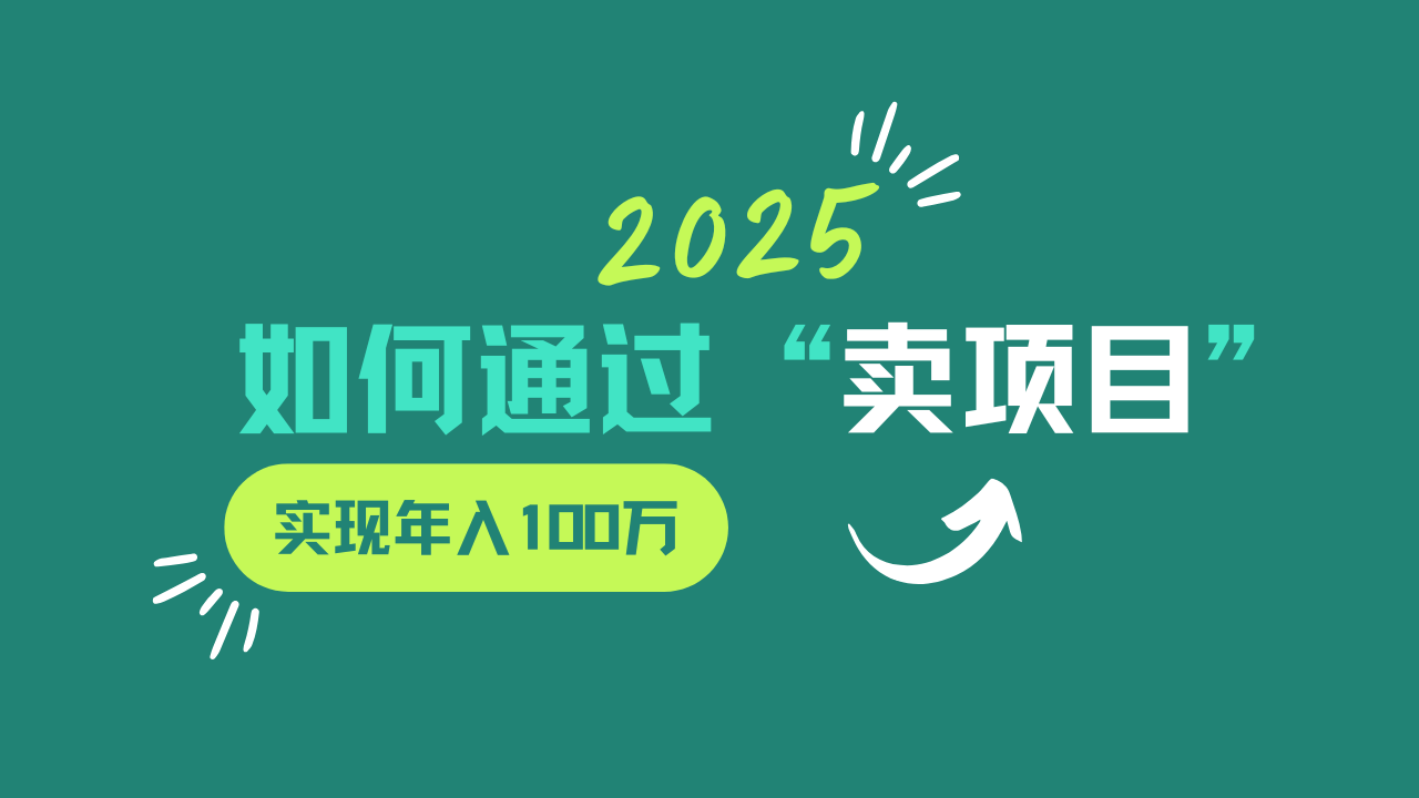 2025年如何通过“卖项目”实现年入100w-搞机圈