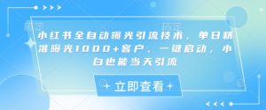小红书全自动曝光引流技术，单日精准曝光1000+客户，一键启动，小白也能当天引流【揭秘】-搞机圈