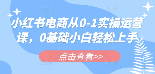 小红书电商从0-1实操运营课，0基础小白轻松上手-搞机圈