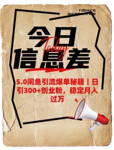 5.0闲鱼引流爆单秘籍，日引300+创业粉，稳定月入过W-搞机圈