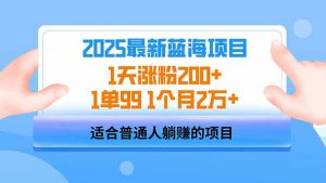 2025蓝海项目 1天涨粉200+ 1单99 1个月2万+-搞机圈