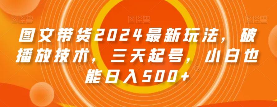 图文带货2024最新玩法，破播放技术，三天起号，小白也能日入500+【揭秘】-搞机圈