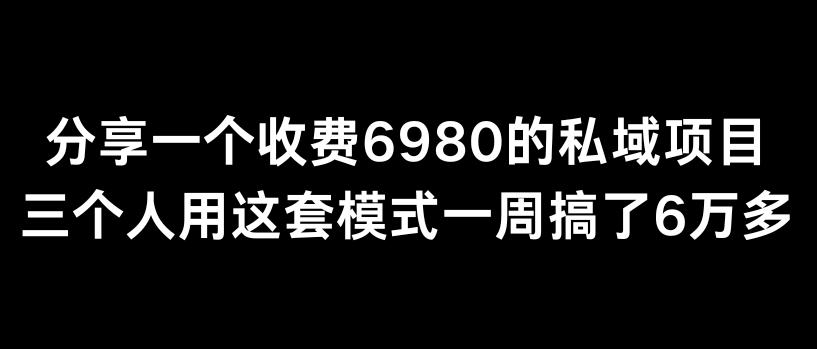 分享一个外面卖6980的私域项目三个人用这套模式一周搞了6万多【揭秘】-搞机圈