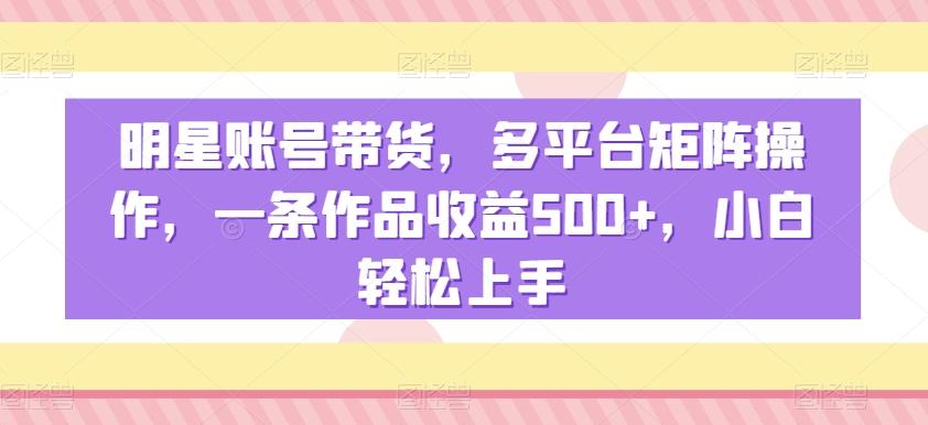 明星账号带货，多平台矩阵操作，一条作品收益500+，小白轻松上手【揭秘】-搞机圈