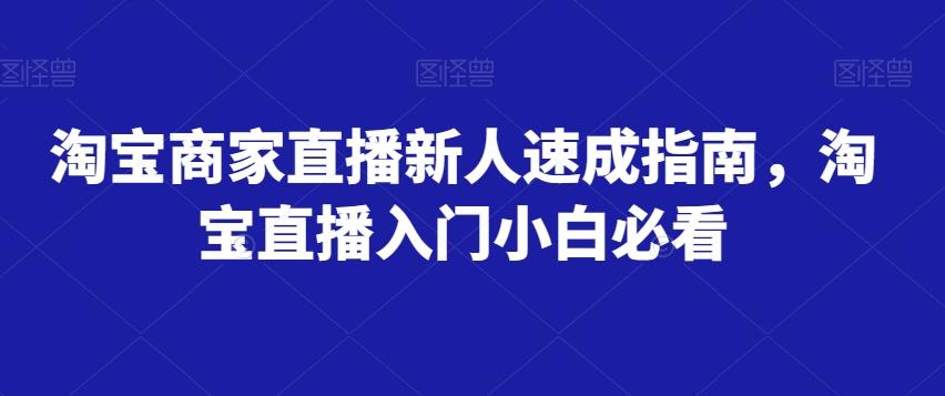 淘宝商家直播新人速成指南,淘宝直播入门小白必看