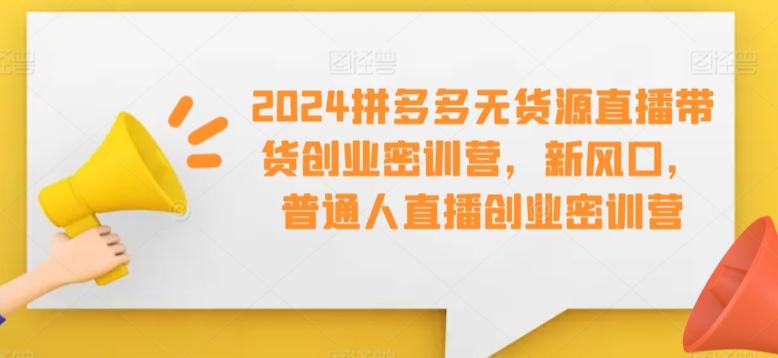 2024拼多多无货源直播带货创业密训营，新风口，普通人直播创业密训营-搞机圈
