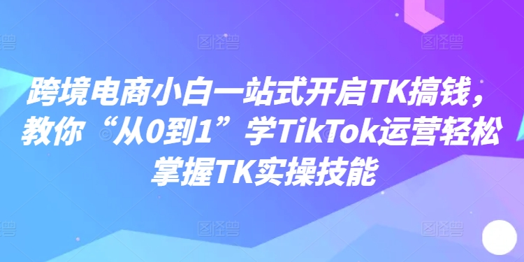跨境电商小白一站式开启TK搞钱，教你“从0到1”学TikTok运营轻松掌握TK实操技能-搞机圈