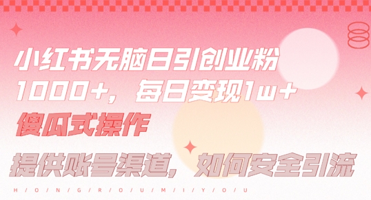 小红书无脑每日引流创业粉500+，小白每天只花半小时，躺赚长尾收益【揭秘】-搞机圈