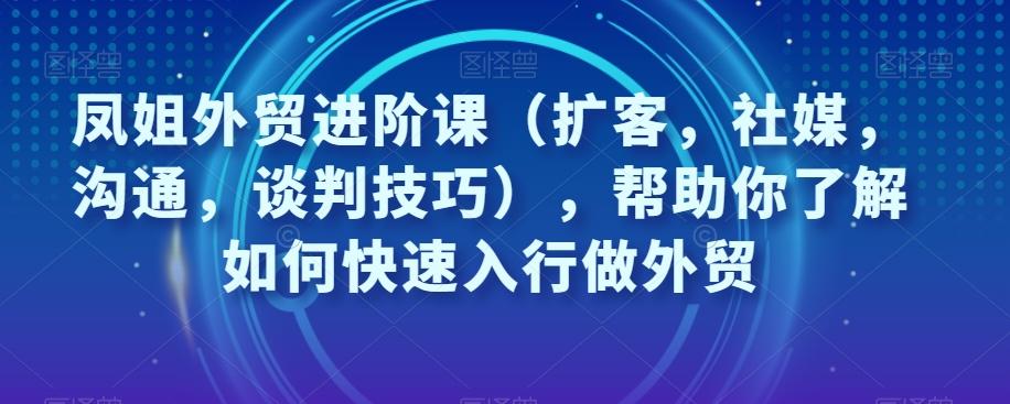 凤姐外贸进阶课（扩客，社媒，沟通，谈判技巧），帮助你了解如何快速入行做外贸-搞机圈