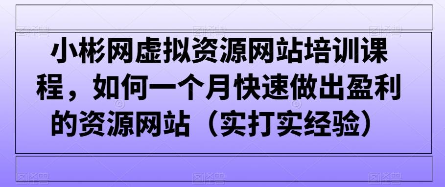 小彬网虚拟资源网站培训课程，如何一个月快速做出盈利的资源网站(实打实经验)-搞机圈