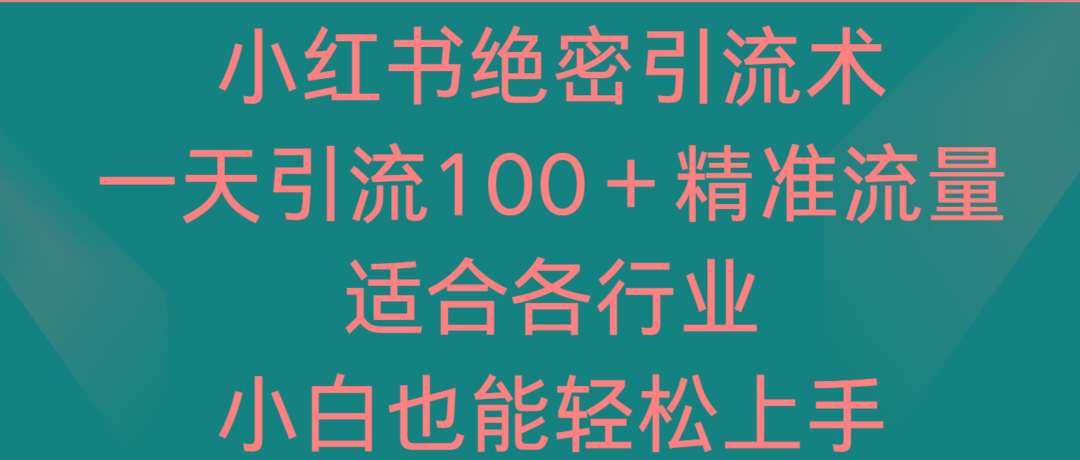 小红书绝密引流术，一天引流100＋精准流量，适合各个行业，小白也能轻松上手-搞机圈