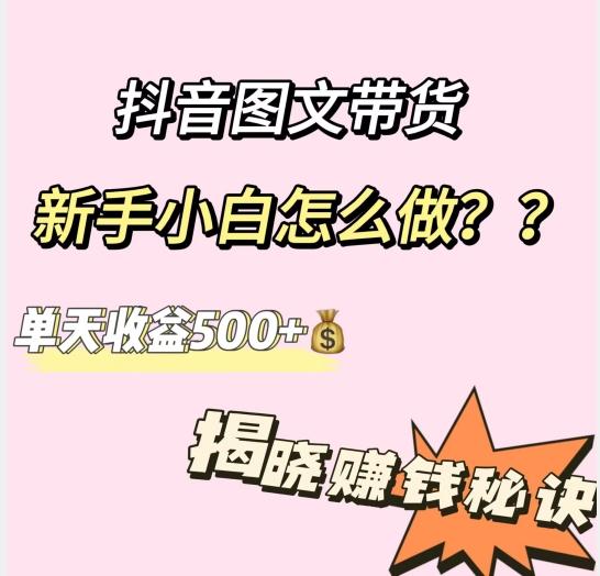 抖音图文带货，新手小白怎么做？单天收益500+【揭秘赚钱秘诀】-搞机圈
