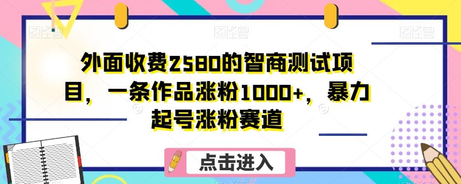 外面收费2580的智商测试项目，一条作品涨粉1000+，暴力起号涨粉赛道【揭秘】-搞机圈