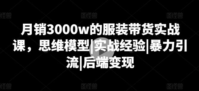 月销3000w的服装带货实战课，思维模型|实战经验|暴力引流|后端变现-搞机圈