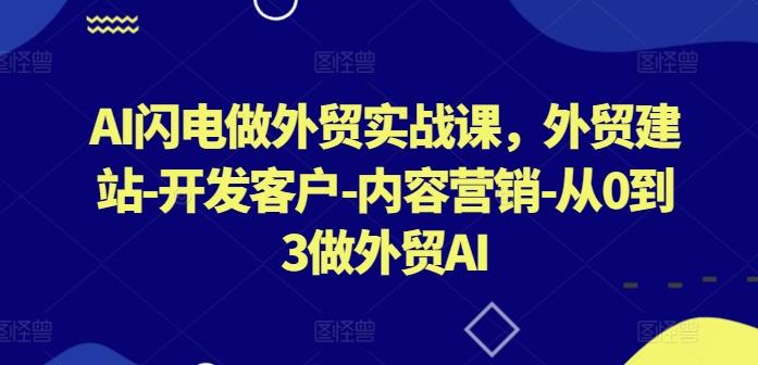 AI闪电做外贸实战课，​外贸建站-开发客户-内容营销-从0到3做外贸AI-搞机圈