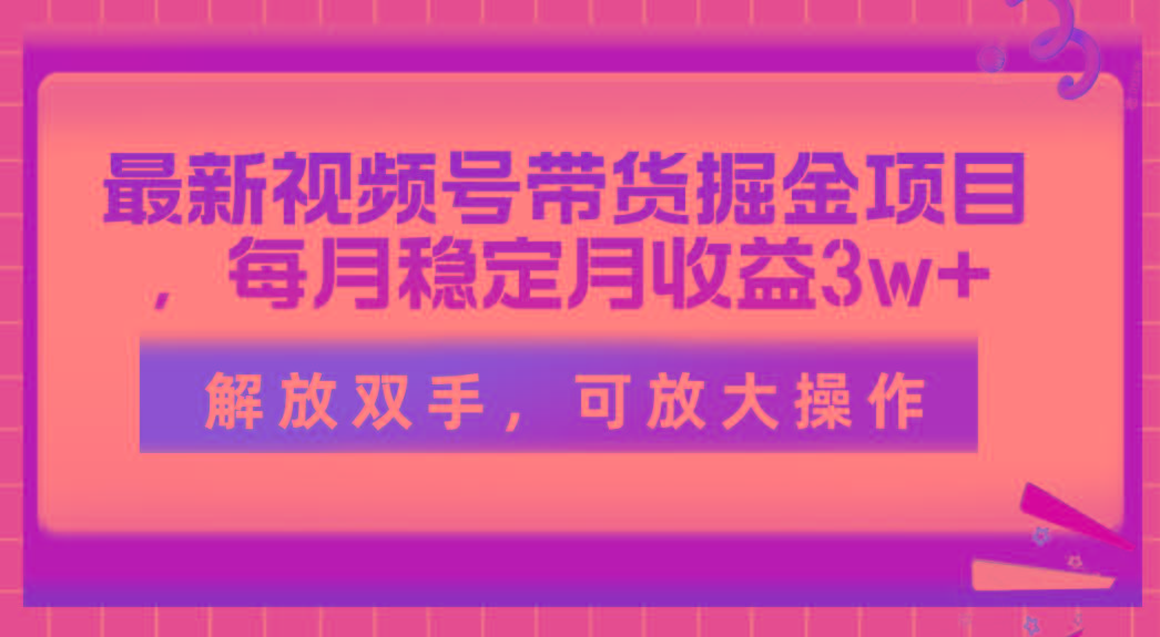 最新视频号带货掘金项目，每月稳定月收益3w+，解放双手，可放大操作-搞机圈