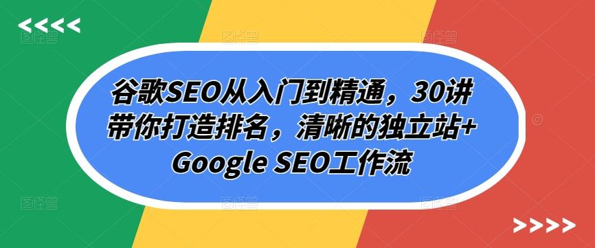 谷歌SEO从入门到精通，30讲带你打造排名，清晰的独立站+Google SEO工作流-搞机圈
