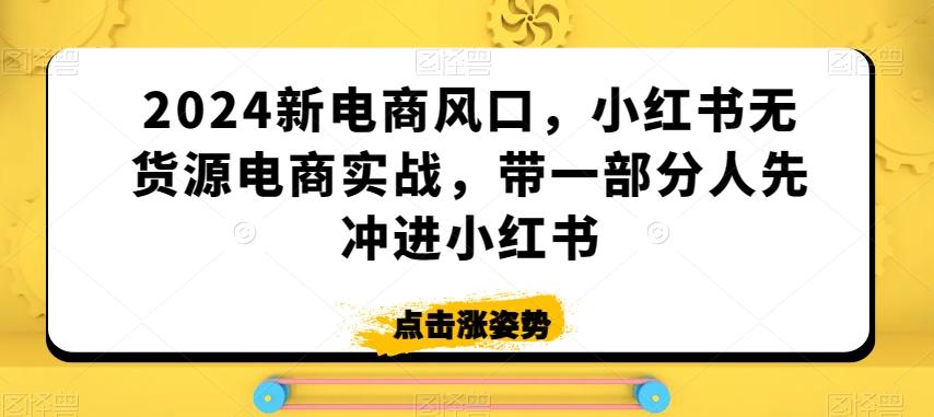 2024新电商风口，小红书无货源电商实战，带一部分人先冲进小红书-搞机圈