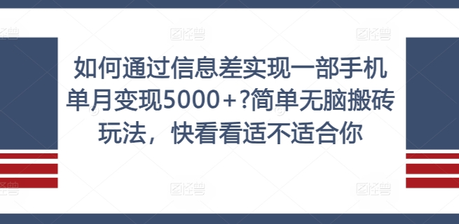 如何通过信息差实现一部手机单月变现5000+?简单无脑搬砖玩法，快看看适不适合你【揭秘】-搞机圈