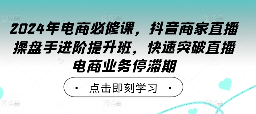 2024年电商必修课，抖音商家直播操盘手进阶提升班，快速突破直播电商业务停滞期-搞机圈
