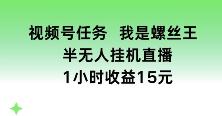 视频号任务，我是螺丝王， 半无人挂机1小时收益15元【揭秘】-搞机圈