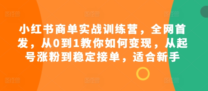 小红书商单实战训练营，全网首发，从0到1教你如何变现，从起号涨粉到稳定接单，适合新手-搞机圈